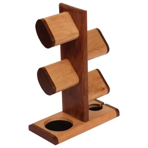 Multilayer Wooden Jewelry and Watch Display Rack with Charging Station