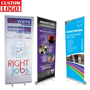 Narrow-Base Floor-Standing Pull-Up Banner Stand Lightweight Aluminum Portable for Indoor Events