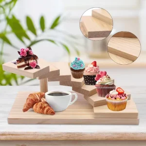 Natural Pine Wood Bread Display Stand Multipurpose Food Display Rack for Bakery and Home Use