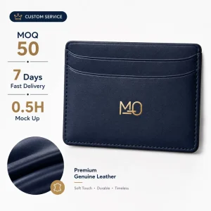 Navy Blue Leather Card Holder Wallet for Men Business Travel With Slim Multi Slot Design and RFID Optional Feature Compact OEM