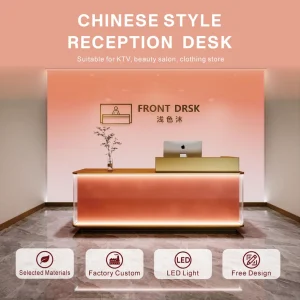 New Acrylic Gradient Light Front Desk Luxury LED Glow Reception Counter Beauty Salon Clothing Store Checkout Bar Table