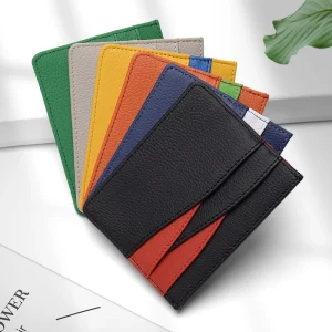New Arrival Ultra Thin Color Block Card Case Premium PU Leather Men Women Multi Slots Bank Card Holder Portable Small Coin Purse