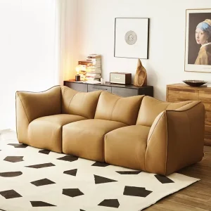 New Design Three Seater Sofa Living Room Modular Sectional Extendable Upholstered Faux Leather Sofa for Small Apartment Hotel