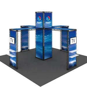 New Fashion Design 20×20 Black Truss Frame Booth Exhibition Durable Aluminum SEG Fabric Fast Build Reusable TradeShow Booth