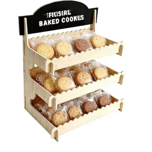 New Three Layer Wooden Donut Candy & Cookie Display Rack Standing Type Kitchen Storage Stand Durable