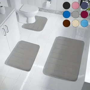 Non Slip Bath Tub Mat Anti Slip Water Drying Super Shower Mat Absorbent 3 Piece Memory Foam Bath Mat