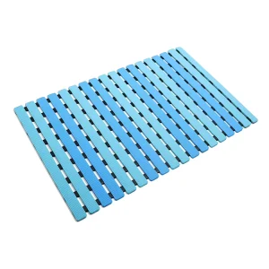 Non-Slip Blue Bath Shower Floor Mat with Drain Hole