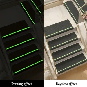 Non-Slip Glow-in-the-Dark Black Stripe Self-Adhesive Stair Mats