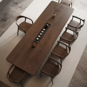 Nordic Black Walnut Dining Table and Chair Irregular Household Solid Wood Negotiation Conference Table