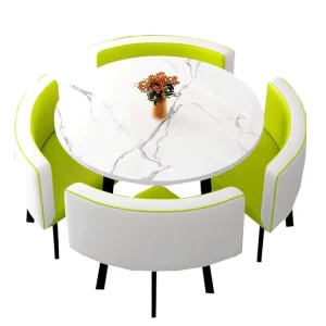 Nordic Coffee Negotiation Table and Chair Set, Metal, Round Dining Table with 4 Chairs