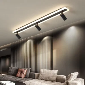 Nordic Light Luxury Iron Art Acrylic Long Strip Gold Black Spotlight LED Line Ceiling Light
