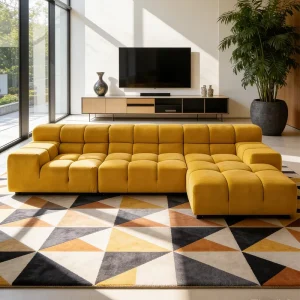 Nordic Minimalist Upholstered Fabric Sectional Settee Modular Sofa Set Large Comfy Lounge Chair for Apartment Furniture