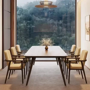Nordic Solid Wood Large Office Table Set 6-8 Person Conference Reception and Negotiation Table with Chairs