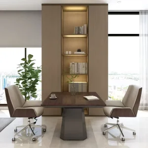 Nordic Style Small Square Wooden Conference Table for Training Reception Office Negotiation