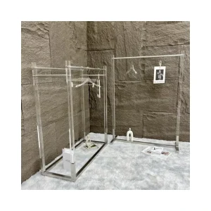Nordic Style Stainless Steel and Transparent Acrylic Floor Clothes Rack