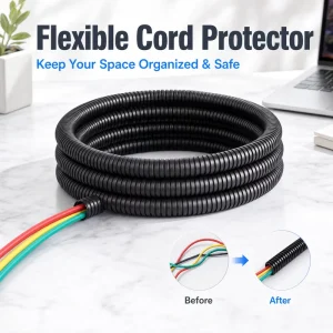 Nylon PA66 Corrugated Flexible Conduit Flame Retardant V1 UV Resistant IP68 Automotive Wire Protection Split Loom Tubing