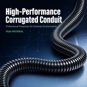 Nylon PA66 Split Loom Corrugated Conduit Flame Retardant V1 UV Resistant Black Automotive Wire Protection Cable Sleeve Tubing