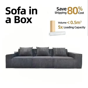 OEM Corduroy Cube Modular Sofa Set Vacuum Compressed Minimalist Sectional Lounge for Boutique Hotel Studio Apartment
