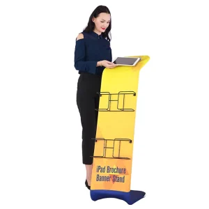 OEM Custom logo Easy Set up Trade Show Kiosk Display with Rack Portable ipad and Brochure Display Stand