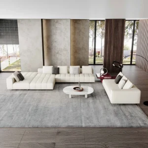 OEM Fabric Sofa Set with Cotton Linen Upholstery and Reclining Section