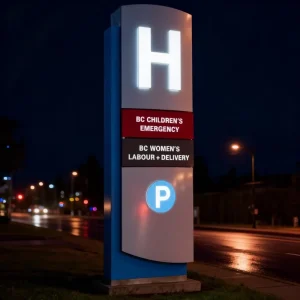 OEM LED Light Box Wayfinding Sign with Aluminum Frame Waterproof Outdoor Pylon Sign for Hospitals and Schools