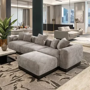 OEM ODM Customizable Modular Fabric Sectional Sofa Set Low Seat Cushions for Living Room Lounge Apartment Mall Hotel
