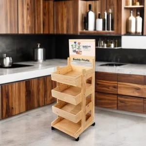 OEM Supermarket Wooden Display Stand for Wood Crafts Wooden Boxes Wall Signs