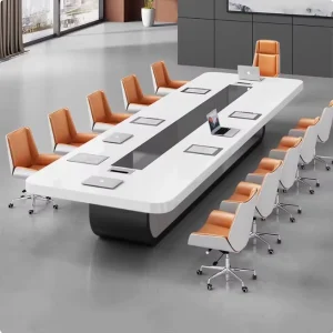 Office Conference Room Rectangular Lacquered Long Negotiation Table