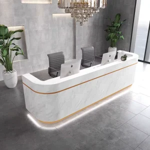 Office Furniture Modern Minimalist White Lacquered Reception Desk Front Desk Influencer Studio Front Bar Counter