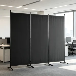 Office Partition Manufacturer Factory Direct 255x180cm 3 Panel Steel Frame Polyester Fabric Room Divider for Space Planning