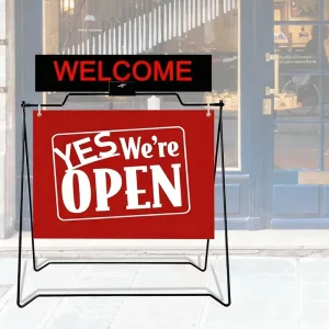 Open Day Pedestrian Path Direction Sign Display for Real Estate, Restaurant, or Bar