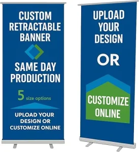 Outdoor Advertising Banner Big Sea Lion Dripping Crescent Shaped Aluminum Alloy Roll Up Display Stand