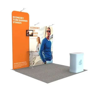 Outdoor Advertising Trade Show Exhibition Aluminum Frame Eco Friendly Customizable Shape Polyester Pop Booth Fabric Panel Wall