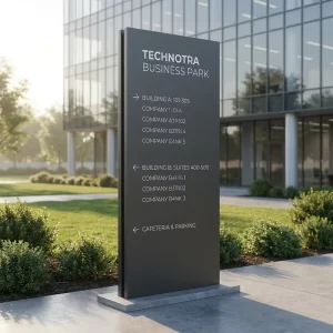 Outdoor Aluminum Wayfinding Pylon Sign Board Floor-Standing Directory Directional Signage for Business Park