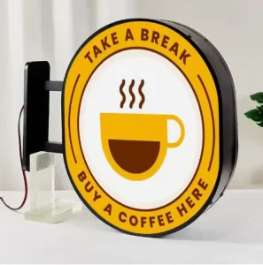 Outdoor Circular Blister LED Light Box Custom Logo 3D Restaurant Signboard