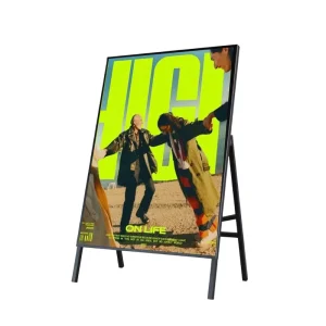 Outdoor Floor-Mounted Illuminated Advertising Stand White Black Silver Adjustable A-Board