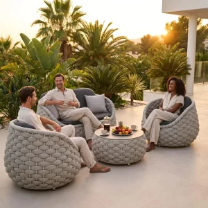 Outdoor Garden Modular Sectional Sofa Set with Rope Weave and Waterproof Finish