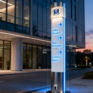 Outdoor LED Directional Signboard Wall-Mounted Customizable Size Wayfinding Guide for Public Buildings