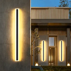 Outdoor LED Linear Wall Light IP65 Stainless Steel Garden Long Strip Lamp with Stainless Steel Base