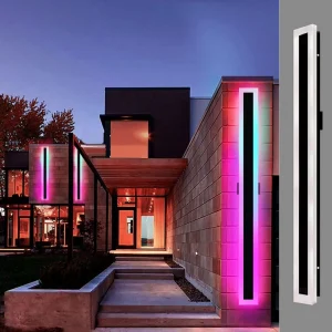 Outdoor LED Long Strip Wall Lamps White Acrylic IP65 for Garden Terrace Background Wall RGBCW 94 INCH APP Control