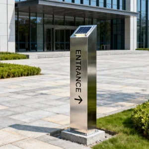 Outdoor Large Office Building Wayfinding Signage Steel Frame Message Guidance Billboard Directional Pylon Sign Floor Standing