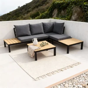 Outdoor Sectional Sofa Set Modular Patio Furniture Custom Colors Styles Weatherproof Terrace Leisure Sofa with Coffee Table