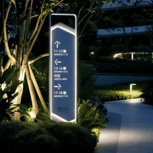 Outdoor Waterproof Aluminum Freestanding Directional Wayfinding Pylon for Hospital, School, or Park
