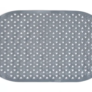 Oval Solid PVC Anti-Slip Waterproof Bathroom Shower Mat with Suction Cups