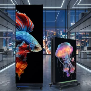 P1.8 LED Poster Display Foldable Floor Stand Digital Signage with GOB Protection and 5-Year Warranty