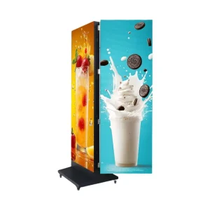 P2 LED Poster Display with Slim Aluminum Frame IP65 Floor Stand and Scheduled On-Off Timer