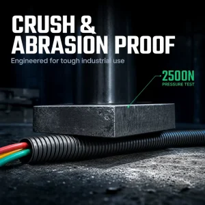 PA66 Fireproof Corrugated Conduit Flexible Plastic Protective Tube with Galvanized Steel Wire