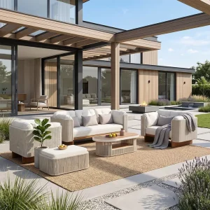 PE Wicker Rattan Modular Outdoor Sofa Set with All-Weather Cushions