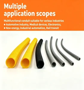 PP Fireproof Flexible Corrugated Hose, Thick-Wall High-Temperature-Resistant Wire Loom Tube, Black or Grey