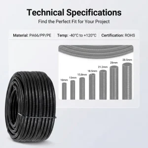 PP Flame Retardant Electrical Conduit Cold & Heat Resistant for Automotive Wire Harness Protection
